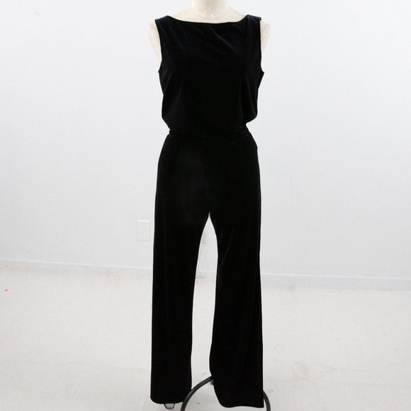 Vintage Pants - Vintage 90s M Velvet 2-Piece Set Pants Top Black
